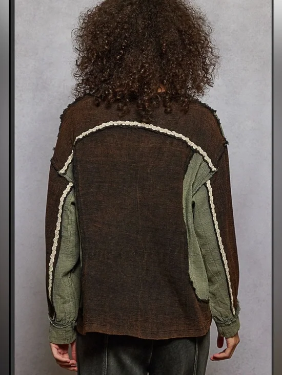 227 ❤️ POL v neck balloon sleeve double gauze top - Picture 3 of 5